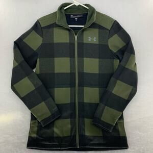 Under Armour Men's ColdGear Full Zip Plaid Jacket Green Black Size S